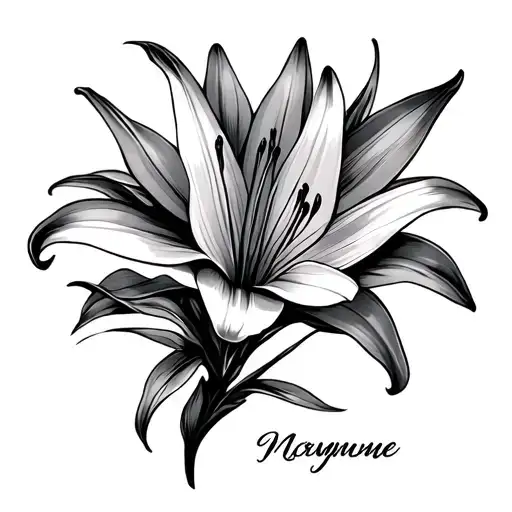 Lily Flower With Name Intertwined