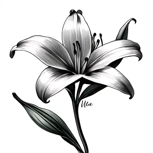 Lily Flower With Name In The Stem