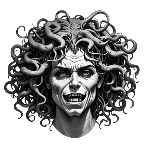 Medusa Smirking Deceitfully Realism