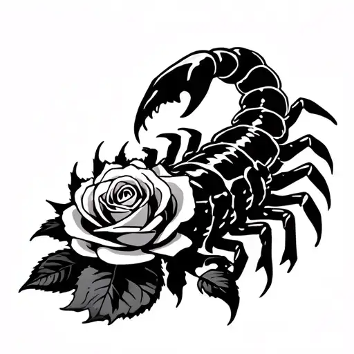 Scorpion And Rose With Thorns Growing Au Milieu Du Stade Velodrome