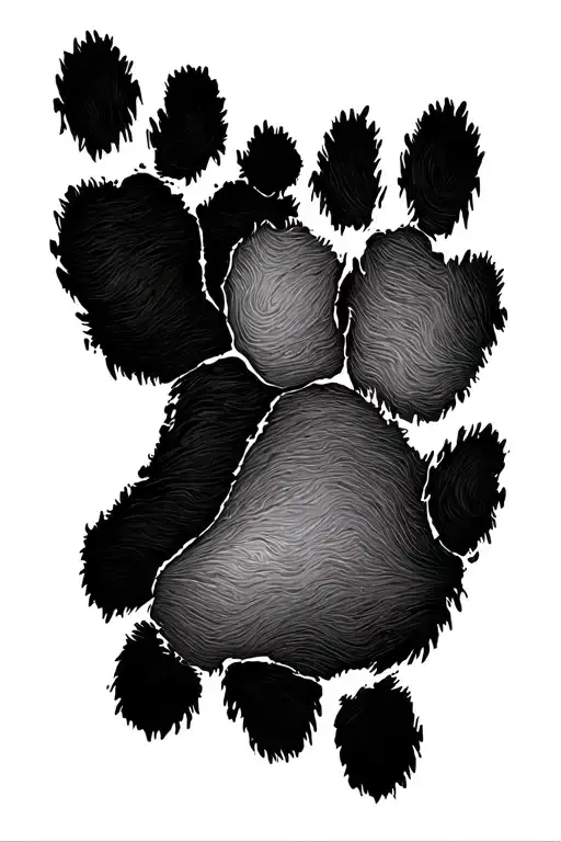Two Dog Pawprints Staggered Next To Each Other With The Outline Only