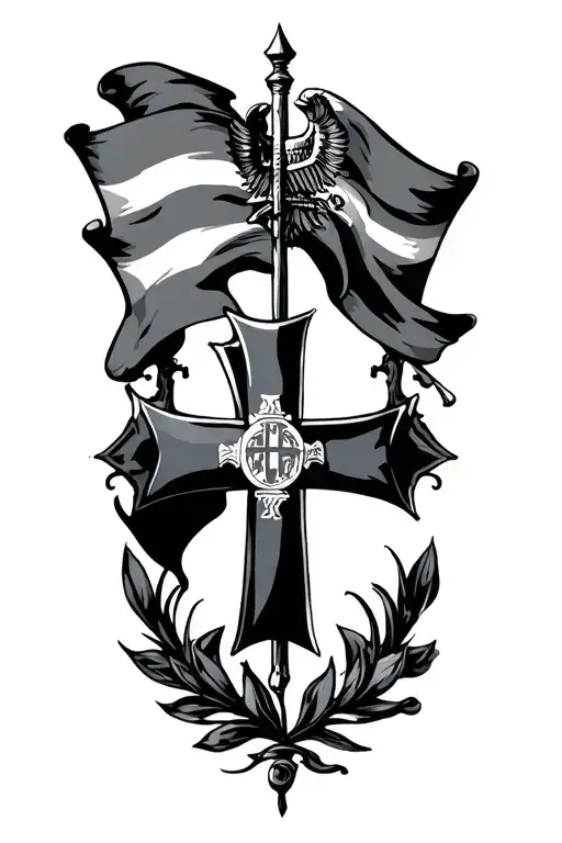 Maltese Cross With Flag Waving