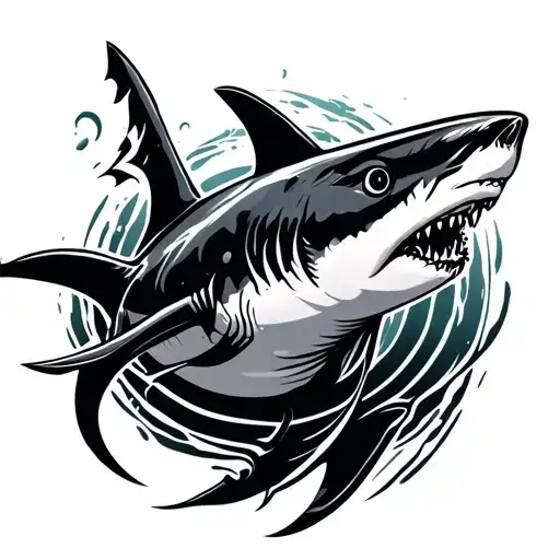 Tribal Hook With Hammerhead Shark Swimming