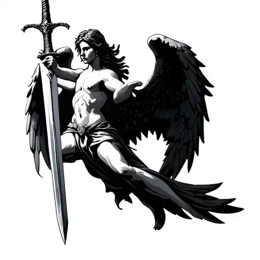 Arch Angel Holding A Sword