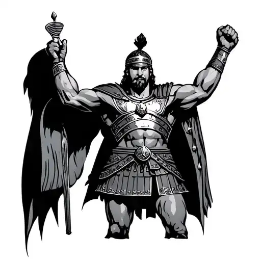 Roman Gladiator Standing Triumphantly