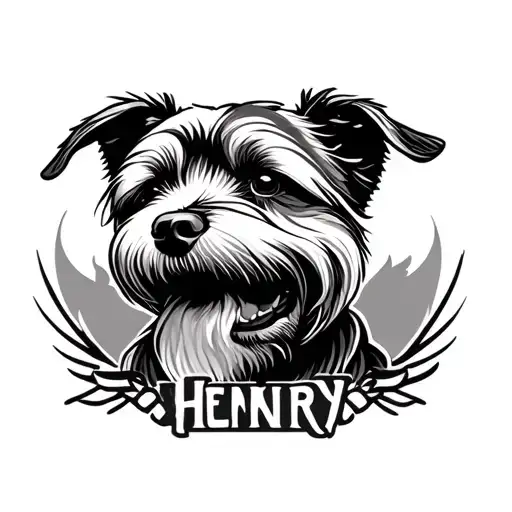 Dog Tattoi With Name Henry