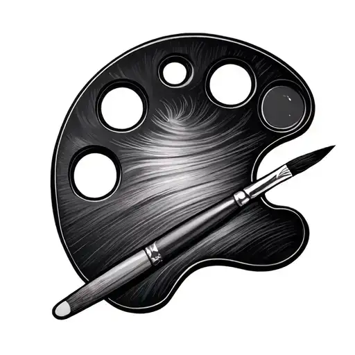 Artist Paint Palette With Two Brushes In Thumb Whole