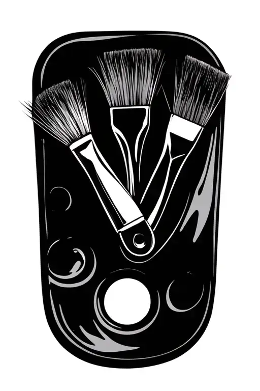 Artist Paint Palette With Two Brushes In Thumb Whole