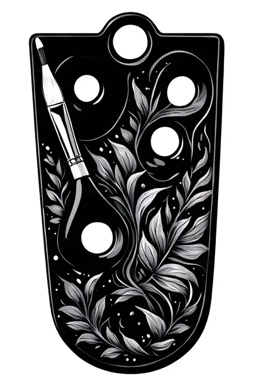 Artist Paint Palette With Two Brushes In Thumb Whole