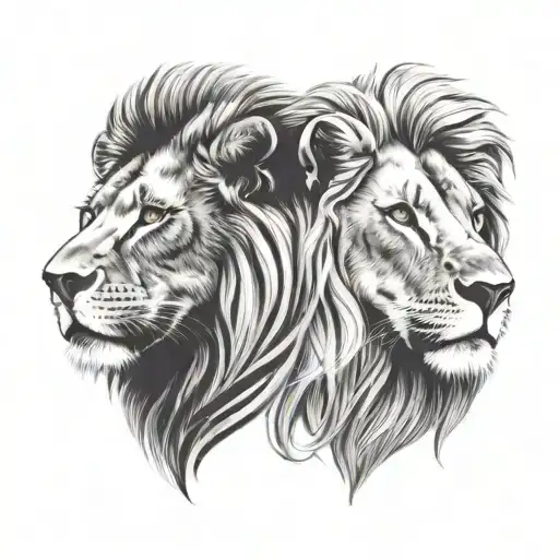 Male And Female Lion Face
