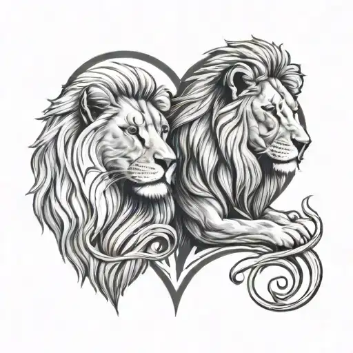 Male And Female Lion Love Heart