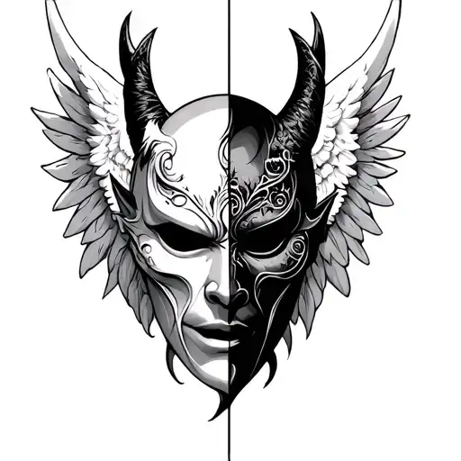 Half Angel Half Demon Mask