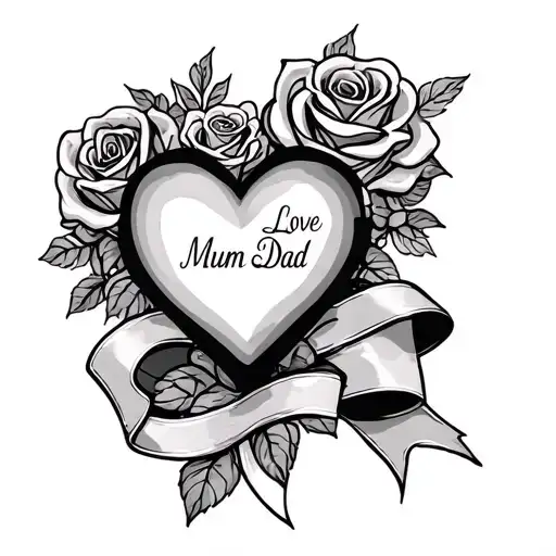 Rose Heart With A Ribbon Love Mum And Dad