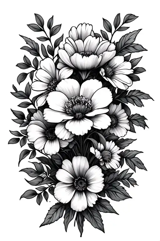 Birth Flower Bouquet With March And April And May And July