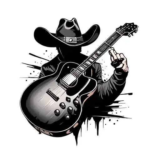 Guitar And Cowboy Hat