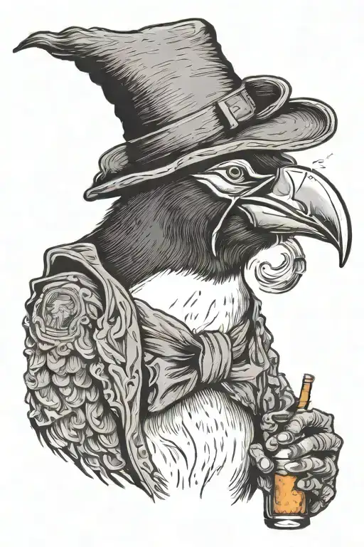 Penguine Smoking A Cigarette With A Hat On