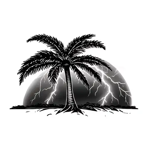 Palm Tree And Lightning Storm