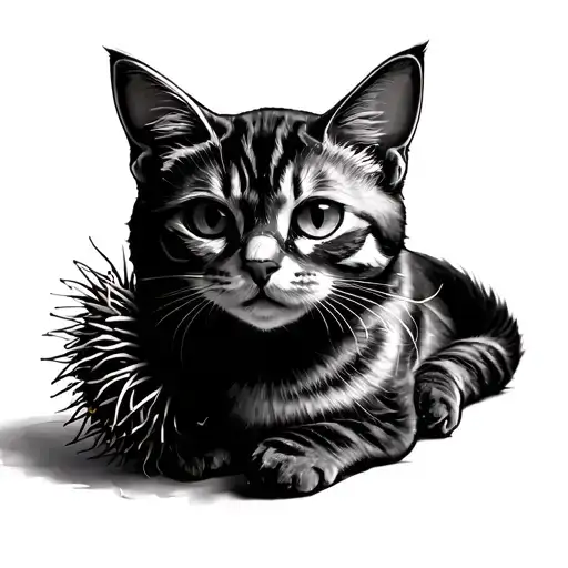 Cat And A Simple Rambutan