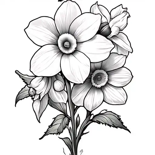 Daffodil And Morning Glory And Daisy