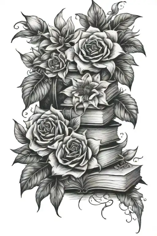 Books And Lillies Roses Sunflower