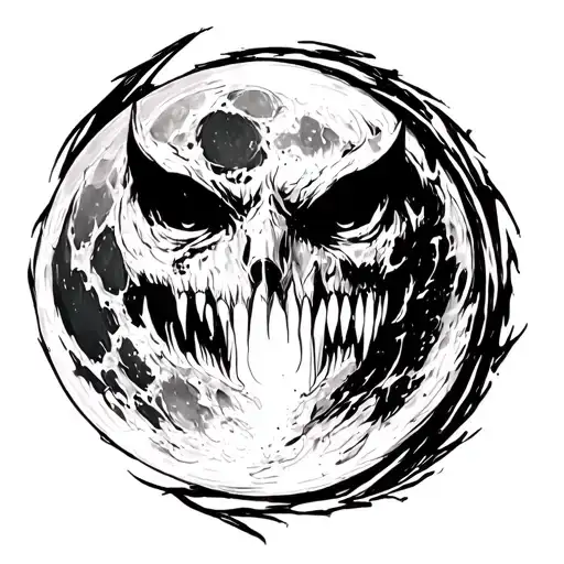 Draw A Graphic Tattoo Sketch Of The Evil Moon