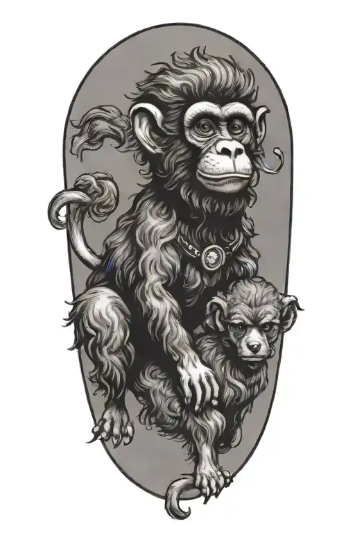 Monkey Riding A Poodle