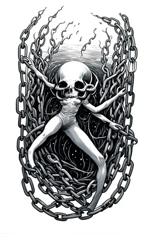 Slow Falling Underwater Surrounded By Chains