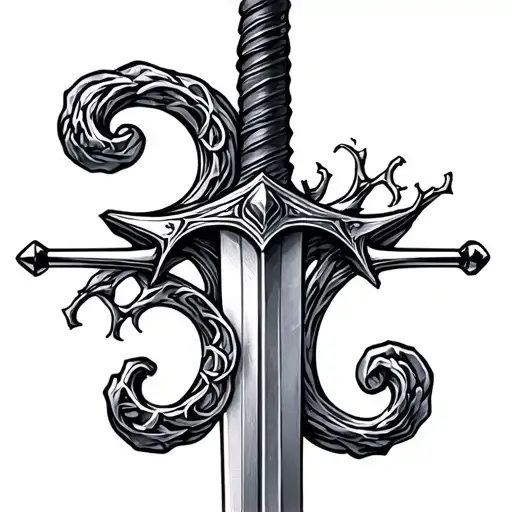 Sword Piercing Stone And Number 3