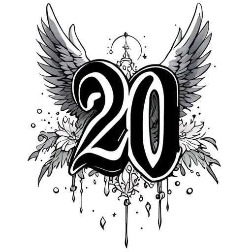 Number 20 With Angel Wings