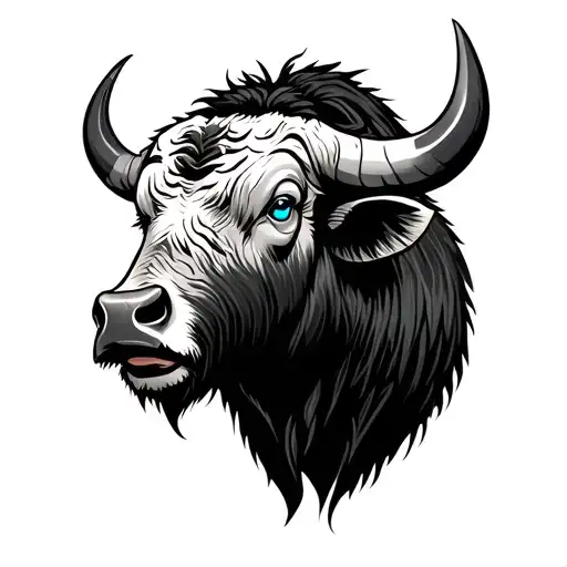 Buffalo Head With Blue Eyes Shoulder