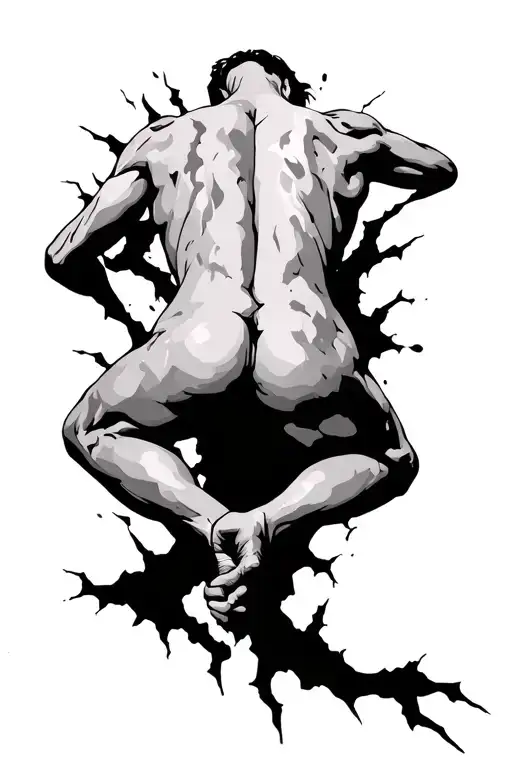 Thick Black Cracks Climbing Down The Back So That The Back Looks Like It's Been Smashed