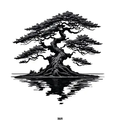Bansai Tree In Negative Space