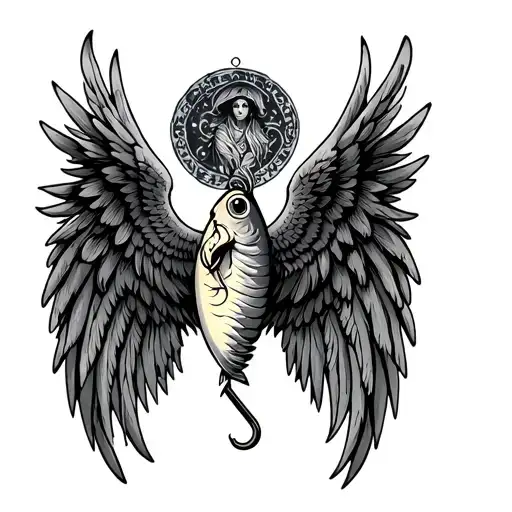 Dad Fishing Hook Angel Wings
