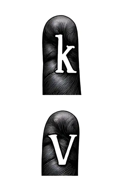Initials K & V On Inside Of Index Finger And Thumb