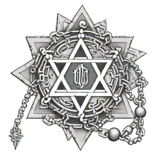 Star Of David Connected To A Chain Like A Rosary