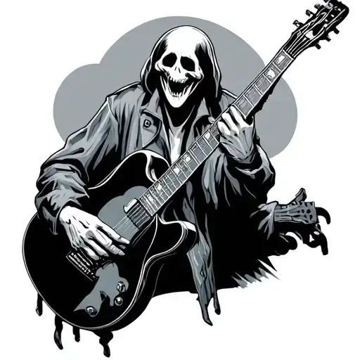 Ghost Jacket Holding A Guitar