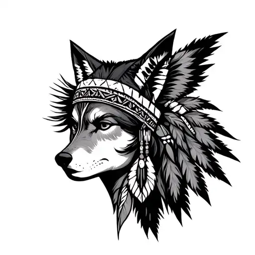 Native American Women Wolf Headdress