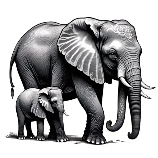 Elephant Mother Baby African