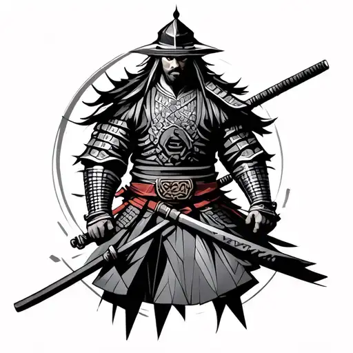 Japanese Samurai Warrior Geometric