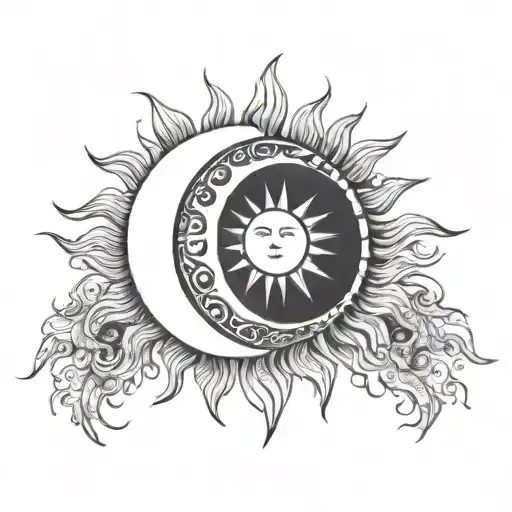 Sun And Moon With Energy Vibration Between Them
