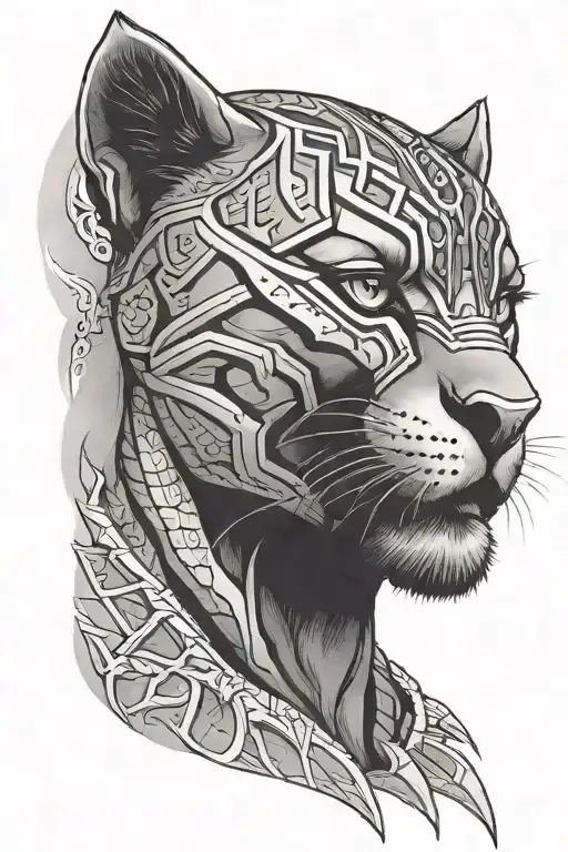 Black Panther Black And Gray Side Profile Roaring