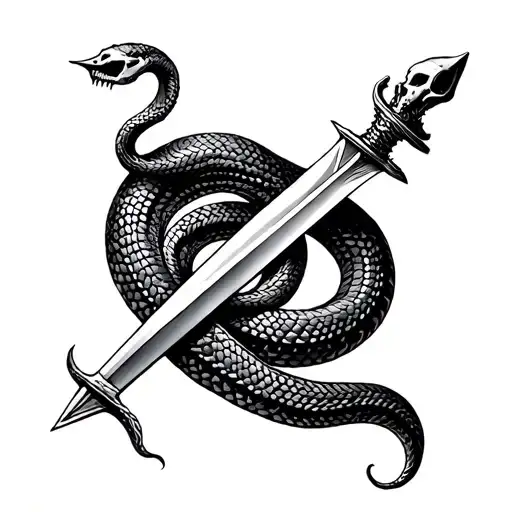 Snake Skeleton Wrapped Around A Dagger