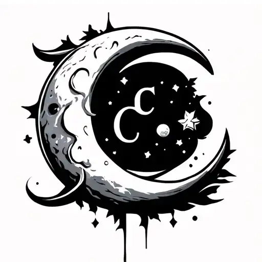 The Letter C Incorporated With A Moon