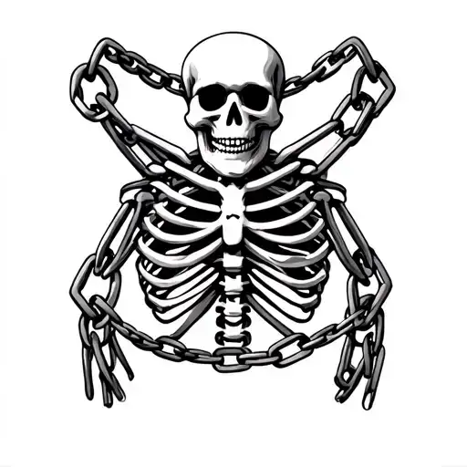 Skeleton Tied In Chains Light Colered