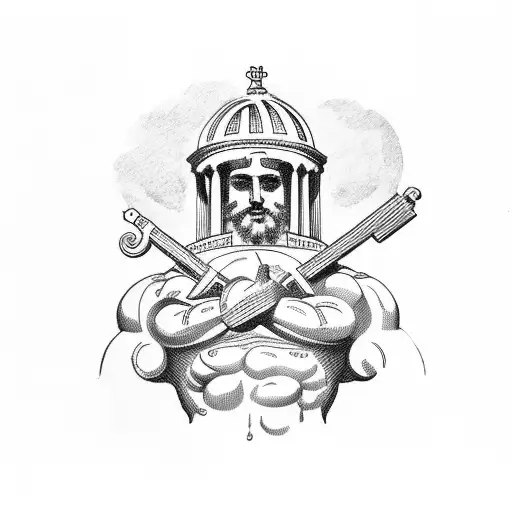 Greek Columns With Atlas Holding The World