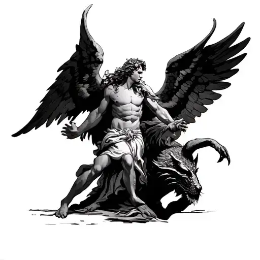 Arch Angel Michael Stepping On Demon