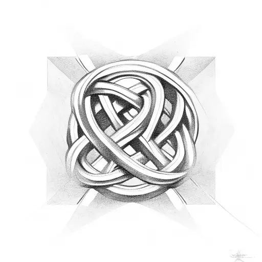 Intertwined Single Circle With A Knot In The Middle Separating Letters T H A E
