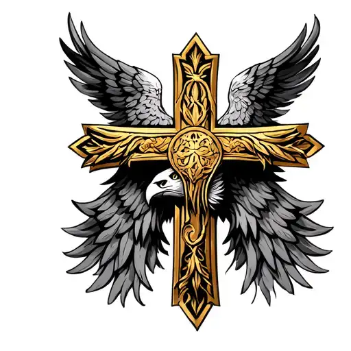 Cross With Golden Eagle On Top
