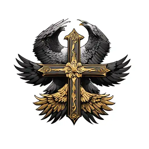 Cross With Golden Eagle On Top Of It