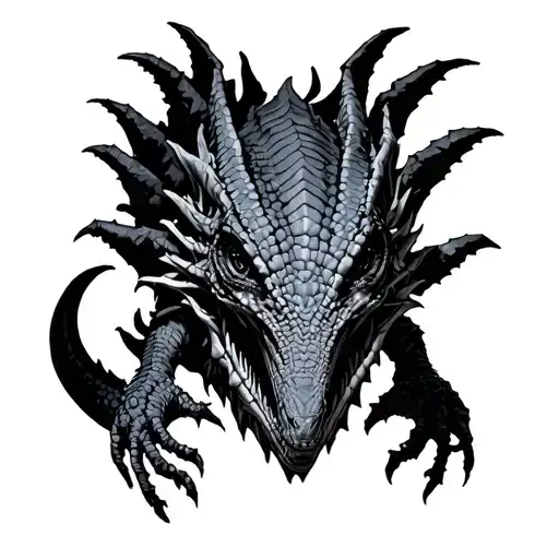 Acient Alien Reptilian With A Psycedelic Twist Incorporating Elements